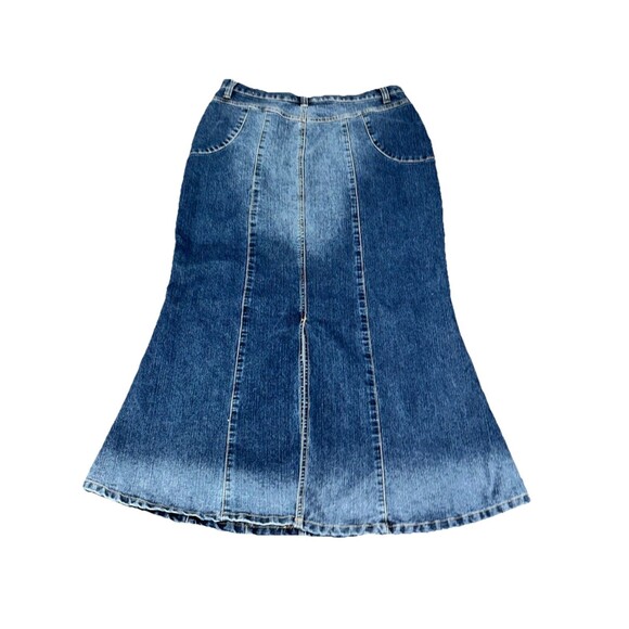 Elite Jeans Vtg Women's Maxi Denim Skirt Stretch Fish Tail Back Slit Size 13/14 - Picture 9 of 16